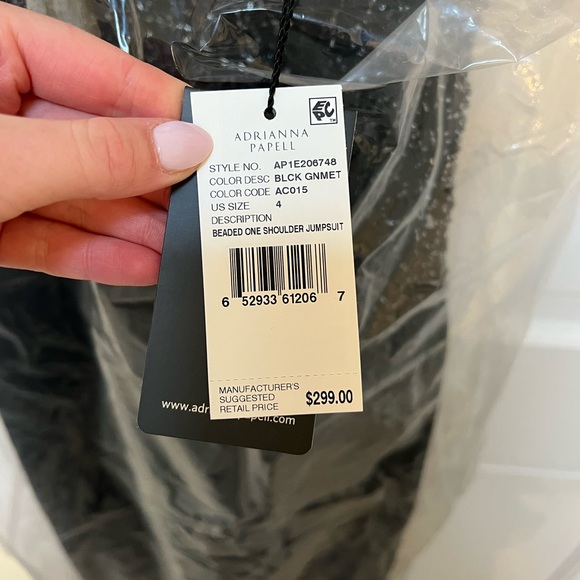 Adrianna Papell Women's Beaded One Shoulder Jumpsuit - Picture 2 of 7